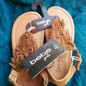 bebe girls NWT fringe sandals XL 11/12
